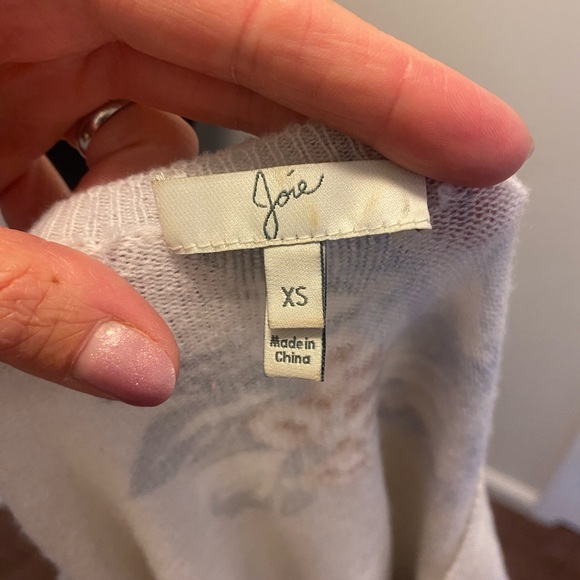 2 FOR $20 Joie 100% Cashmere Oversized Floral Sweater Gray Size XS *hole - Picture 6 of 10